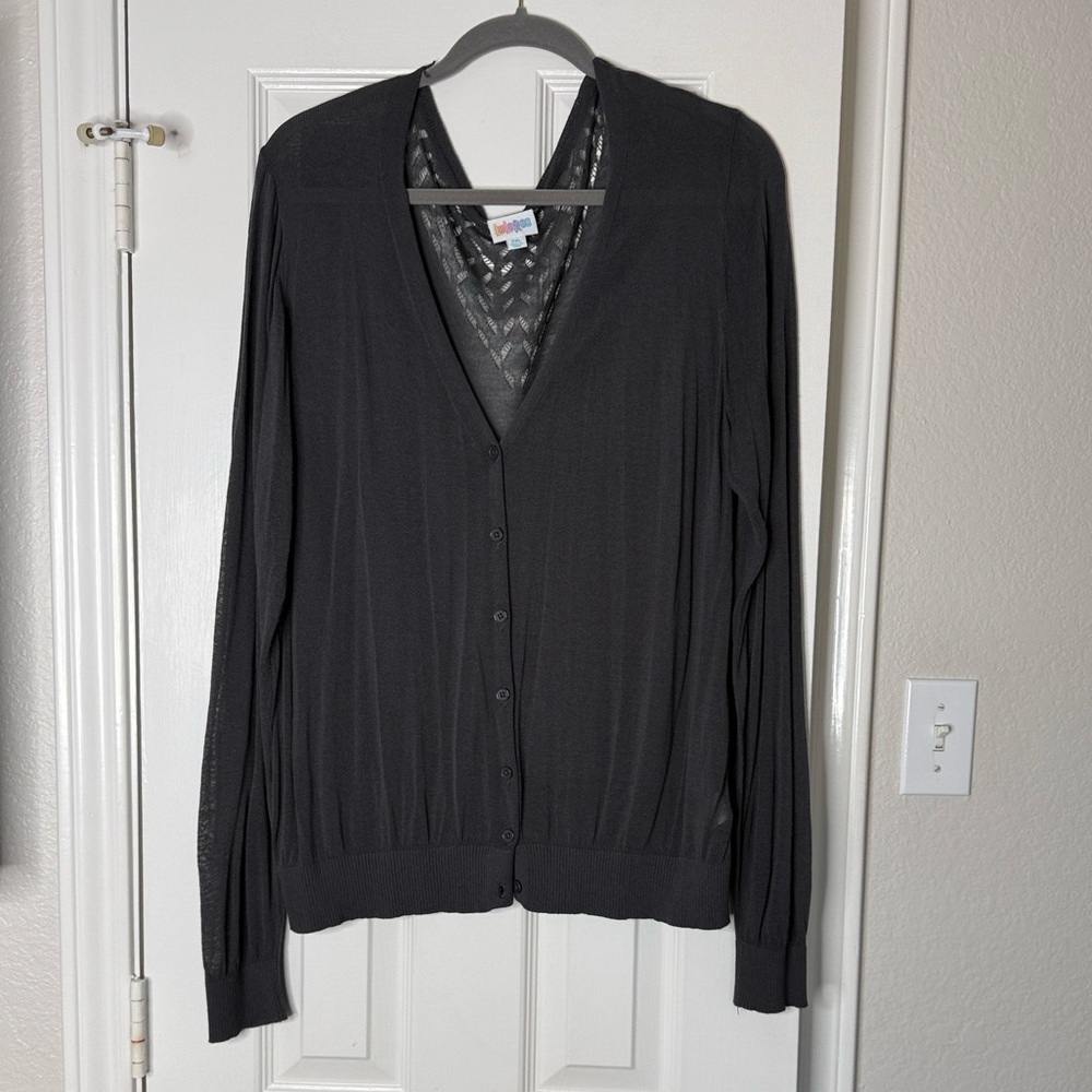 LuLaRoe Cheryl Charcoal Gray Button-Up Cardigan 2xl